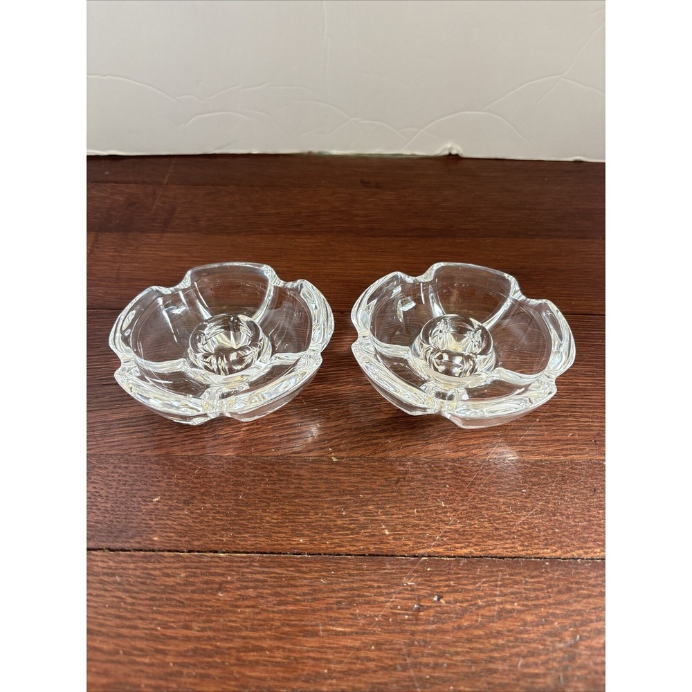 Cristal d'Arques France Lude 4" Candleholders Set Of 2 Crystal